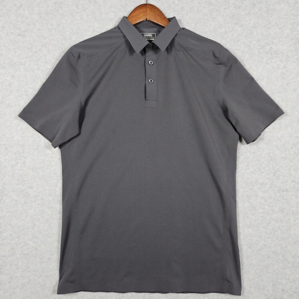 UNRL Men Medium Gray Polo Shirt Performance Pique Short Sleeve Golf Athletic